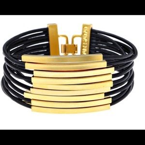 🆕Hagar Satat Leather Gold Plated bracelet